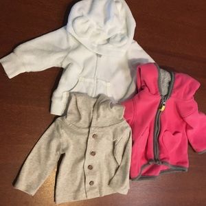 👶🏻 3 carters newborn jackets pink/white/taupe
